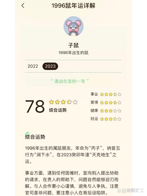 1996年出生的属鼠人命运解析