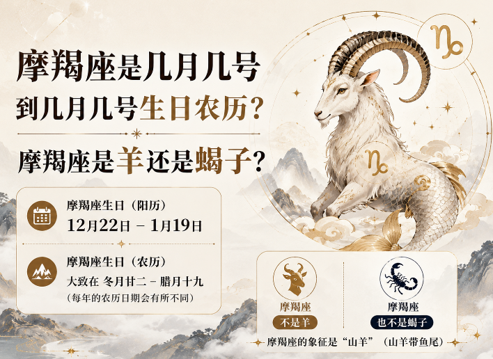 摩羯座是几月几号到几月几号生日农历？摩羯座是羊还是蝎子？-安卜居